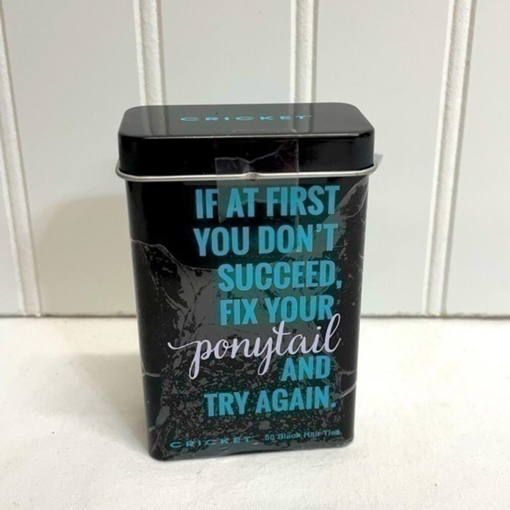 Hair Rubber Bands Ponytail Holders Set of 49 Cricket brand tin NEW